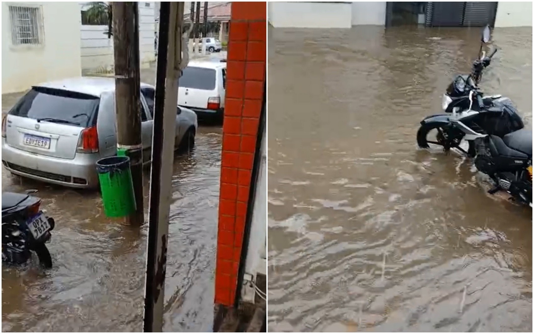 Temporal com granizo causa alagamentos em cidades